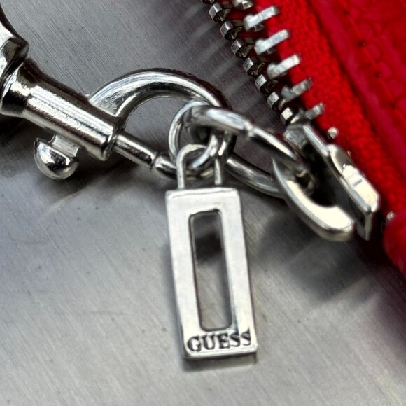 GUESS Denim Logo Wristlet Clutch + Small Pouch Set – Red Trim EUC - Picture 3 of 9